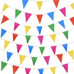 JZK 262 feet = 80 Meters, Colourful Party Bunting Triangle Flag Banner String Pennant Flags Hanging Decoration for Wedding Birthday Baby Shower Christmas Halloween Party Accessories Ornaments