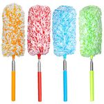 Tonmp 4 Pcs Microfiber Duster, Microfiber Hand Duster Washable Microfibre Cleaning Tool Extendable Dusters for Cleaning Office, Car, Computer, Air Condition, Washable Duster