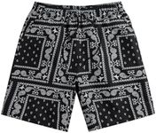 GORGLITTER Men's Graphic Print Gym Track Shorts Drawstring Waist Pockets Workout Cool Shorts Black Graphic C X-Large