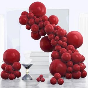 PartyWoo Burgundy Balloons, 140 pcs Wine Red Balloons Different Sizes Pack of 18 Inch 12 Inch 10 Inch 5 Inch Maroon Balloons for Balloon Garland or Balloon Arch as Birthday Party Decorations, Red-Y62