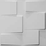 Dundee Deco JNFBAZP2116-10 Paintable Off White Geometric Steps Fiber 3D Wall Panel, Interior Wall Paneling, 1.6 ft X 1.6 ft (50cm X 50cm), 2.6 sq.ft. (0.25 sq. m) Each, Pack of 10