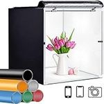 Lightbox, GLZ 32x32 Inch Photo Studio Light Box Shooting Tent Kit with Dimmable and Movable LED Lights, Carry Bag and 6 Color backdrops for Photoshoot (White Black Orange Blue Green Red)