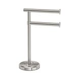 Gatco 1472SN Latitude II Minimalist Bathroom Counter Top 2-Arm Pivot Hand Towel Holder, 12" Height, Satin Nickel