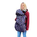 BundleBean - Babywearing All-Weather Waterproof Sling and Baby Carrier Cover (Gold Bees) - Rain Cover with Fleece Lining, Universal Fit, Fits Front & Back Carriers, Protection from Rain & Wind