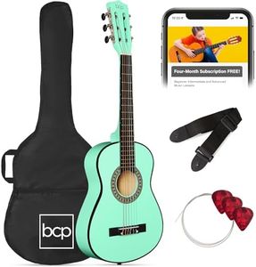 Best Choice Products 30in Kids Acoustic Guitar, All-in-One Beginner Starter Kit w/Strap, Case, Extra Strings, Rosette Inlay - SoCal Green