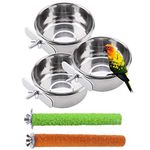 Parrot Food Water Bowls Bird Feeding Dish Cups Budgie Feeder with Clamp Stainless Steel Canaries Perches for Macaw Conure Lovebird Finch Small Animal 5 Pack