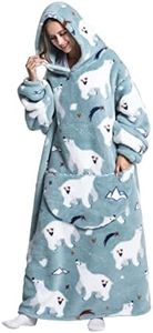 Lengthen Hoodie Blanket,Oversized Ultra Soft Warm Wearable Hooded Blanket Sweatshirt,One Size Fits All Adults Men Women