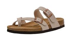 CUSHIONAIRE Women's Luna Cork Footbed Sandal With +Comfort, Stone, 7