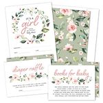 Hat Acrobat Set of 25 Baby Shower Invites for Girl - Floral Girl Baby Shower Invitations, Diaper Raffle Tickets, Book Request Cards and Envelopes - Blush Pink Boho Baby Shower Invitations for Girl