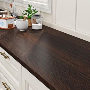 ReWallpaper Worktop Vinyl Covering Dark Wood Effect 40CMx7M Wooden Peel And Stick Countertop Kitchen Waterproof Self Adhesive Wallpaper Walnut Brown for Bedroom Vintage Wood Door Sticker
