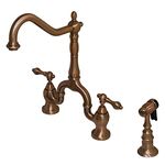 Kingston Brass KS775ALBSAC English Country 8-Inch Bridge Kitchen Faucet with Sprayer, Antique Copper