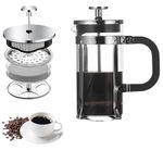 Mellovin French Press Coffee & Black Tea Maker with Premium Heat Resistant Borosilicate Glass, Superior Filtration System, 304 Grade Stainless Steel Plunger, 100% BPA-Free (350 ml)