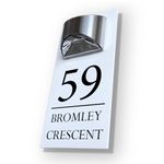 House Numbers Plaques With Solar Light Door Number House Signs Door Number Plaques For Wall House Name Plaques For Outside House Number Plaques With Light (Matt White & Modern Text)