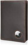 Polare Slim RFID Blocking Leather Passport Holder Travel Bifold Wallet For Men (Dark Brown with AirTag Holder)