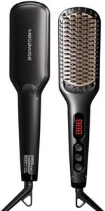 MEGAWISE Pro Ceramic Ionic Hair Straightener Brush for Home Salon | MCH Fast 20s Heating Tech with Auto-Off Safety | Anti-Scald with Universal Dual Voltage | Rotatable Power Cord