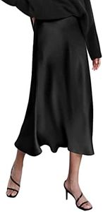 Zeagoo Womens Elegant Satin Skirts Zipper High Waist Long Silk Skirts Causal Work Office Skirts Black XX-Large