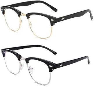 Pro Acme Glasses Semi Rimless Frame Filter Blue Ray Computer Glasses(Matte Black丨Gold+Black丨Silver 2Pack)