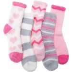 ANTSANG Womens Fuzzy Socks Fluffy Slipper Cozy Cabin Winter Soft Fleece Warm Comfy Thick Christmas Gift Socks (Pink Mixing)