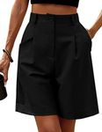 HOTOUCH Womens Shorts for Summer Flowy Elastic Waist Wide Leg Dressy Shorts Long Work Shorts with Pockets Black XS