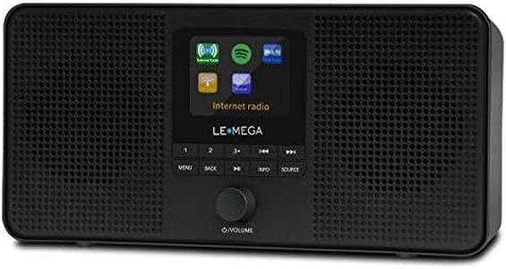 LEMEGA IR4S Radio Internet Stéréo WiFi, Radio Numérique Dab/Dab+/FM,Spotify Connect,Bluetooth,Double Réveil,60 Préréglages,Sortie Casque,Piles et Alimentation Secteur - Noire
