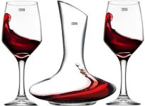 BINZO Wine Decanter Set, 1 Pc Decanter 1500 ml & 2 Pc Wine Glasses 450 ml, Red Wine Carafe with Stemware Glass, Wine Aerator, Wine Gift, Glass Decanter Wine.