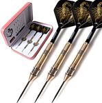 CUESOUL 24 Grams Steel Tip Darts Set with Pink Deluxe PU Darts case-Black Scorpion Lady Darts