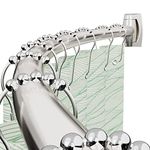 Bonpally Curved Shower Curtain Rod 43-72 Inches Adjustable, Aluminum Shower Rod Rustproof, Round shower curtain rod, Curved Shower Rods for Bathroom, Bathtub, Stall, Brush Nickel
