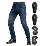VNFOX Men's Motorcycle Riding Pants Denim Jeans Protect Pads Equipment with Knee and Hip Armor Pads VES6 (Blue, M=30)