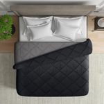 Wakefit Comforter Double Bed | 120 GSM | Quilt AC Blanket for Double Size Bed | Reversible Super Soft Microfiber Blanket | 100x90 Inches - Black Beauty & Night Owl