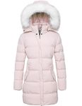 WenVen Women's Winter Thicken Puffer Coat Warm Jacket with Fur Hood (Pink, M)