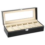 Uten Watch Boxes 6 Slots, Watch Display Storage Box PU Jewelry Collection Case Organiser Holder