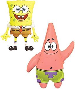 Toyland® Pack Of 2 - Spongebob Squarepants and Patrick Star Foil Balloons - 1 x 29 Inch Spongebob & 1 x 36 Inch Patrick Shaped Character Foil Balloons