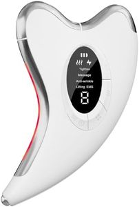 EMS Gua Sha, Profey Masajeador Facial, Gua Sha Eléctrico con 45℃ Calor y Vibración LED Azul Amarillo Rojo, Masaje Facial Antienvejecimiento Arrugas Acupresión EMS Lifting GuaSha Facial Beauty Device
