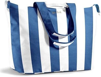 Fit & Fresh Large Beach Bag for Women - Extra Large Travel Tote With Pockets, Cobalt Cabana Stripe