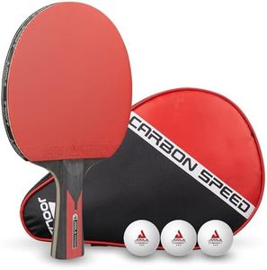 JOOLA Table Tennis Bat Carbon Speed | 1 Racket + 3 Ping Pong Balls + Case, Black/red, 5 Pieces