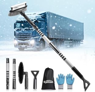 Epltion 72" Long Snow Brush Ice Scraper | Extendable | Multipurpose | Easy to Use | Antifreeze Gloves | 270° Pivoting | Snow Ice Removal | Fit for Car SUV MPV Truck Van Windshield Window Roof Gift