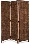 BIRDROCK HOME 3 Panel Seagrass Room Divider - Handwoven Abaca Folding Privacy Screen, Tall Freestanding Separator for Living Room & Bedroom, Indoor Partition Panel - Solid Metal Frame, Brown Wash