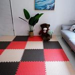 SIGNATRON Puzzle Flooring || Kids Interlocking Play mat || Baby Play Mat || Play mats for Kids || 12 MM Thick (16 Tiles - 64 Square Feet, Red -Black - White)