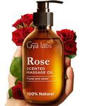 Gya Labs Rose Massage Oils for Massage Therapy - Rejuvenating Aromatherapy Body Massage Oil for Men & Women - Crafted with Jojoba, Argan, Sunflower, Sweet Almond & Rose Otto Oil (200 ml)