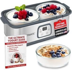 Ultimate Probiotic Yogurt Maker with TruTemp™ Adjustable Temperature & Time Control, Make Trillions of Probiotics for Gut Health, Two 1-Quart Containers for Larger Batches, UNLIMITED LIFETIME WARRANTY