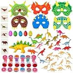 THE TWIDDLERS - 80 Dinosaur Gift Party Toys, Dino Fossil Masks Stampers Tattoos Hatching Eggs for Kids Birthday Party Bag Favour, Pinata Fillers