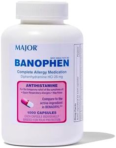 Major Banohpen - Complete Allergy Medication - Diphenhydramine HCI 25 Mg - Antihistamine - 1000 Capsules