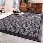 WDSHIYI All-Season Weather Max Doormat, Durable Natural Rubber, Stain and Fade Resistant, Low Profile, Indoor Outdoor Door Mats, Easy Clean Patio Entrance Mat, 45X75cm, Gray