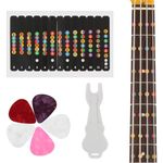 WLLHYF Guitar Fretboard Note Map Stickers, Color Coded Note Decals Fingerboard Frets Map with 5 Guitar Picks and 1 Bridge Pin Puller, Fit Beginner Learner Practice 6 Strings Acoustic Electric Guitars