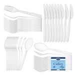 Premium Clear Hard Plastic Cutlery Set - Eco-Friendly, Reusable - Choose Your 40 Pack: Forks, Spoons, Knives, Small Dessert Spoons or Assorted Pack - Perfect for Parties, Events (Assorted)