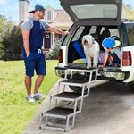 YITAHOME Dog Car Ramps for Large Dogs, Portable Foldable Dog Stairs with Non-Slip Surface, Aluminum Dog Steps for Cars SUV, High Beds & Trucks, Support up to 200lbs, 4 Steps