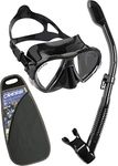 Cressi Matrix and Dry Snorkel Combo Set - Black (Packaging may vary)