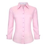 ALEX VANDO Womens Dress Shirts Regular Fit Long Sleeve Stretch Work Shirt,Pink,XS