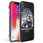 Hooligans Motorcycle Slim Phone Case for iPhone Xs TPU Protective Light Strong Cover with Quotes For Him Retro Motorbike Cruiser