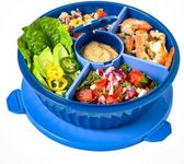 Yumbox® Poke Bowl, Leakproof Salad Bowl with lid, Removable 4-Section Divider, 4.2 Cups Volume, Easy-Open Triple Latches; removable and built-in toppings cup, bento lunch (Hawaii Blue)